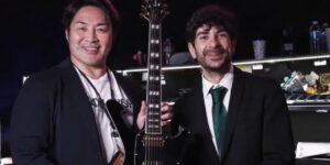 Tony Khan Presents Hiroshi Tanahashi With Custom Guitar at Forbidden Door