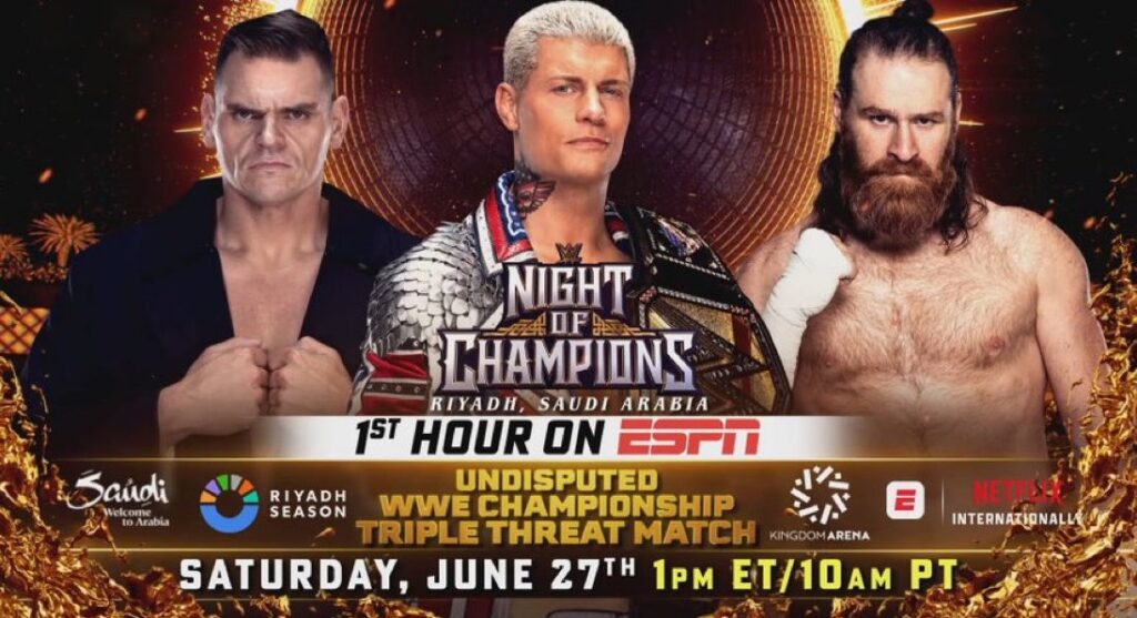 WWE Night of Champions Card Takes Shape: Rhodes vs. Zayn vs. Gunther Headlines Triple-Threat Title Clash